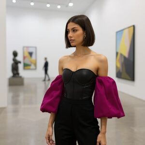 Misa Los Angeles Dita Top XS Black Ruffle Smocked Blouse Boho NWT